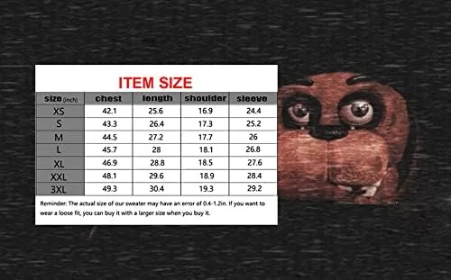 Vista 7 de TIMMOR MAGIC Anime FNAF Cosplay Freddys Hoodie with Keychain, Christmas Helloween Gift 3D Printed Sweatshirt.