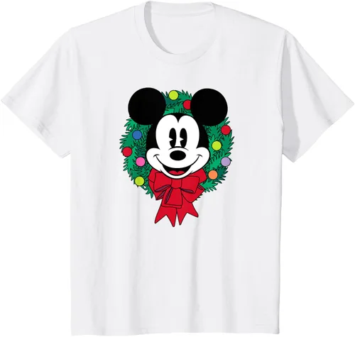 Vista 22 de Amazon Essentials Camiseta navideña festiva de Mickey Mouse para hombre, color azul, talla S Blanco