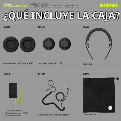 Vista 9 de AIAIAI TMA-2 Studio Wireless+ Auriculares sobre oreja, tecnología W+ Link, construcción totalmente modular, audio inalámbrico sin comprimir, cojines