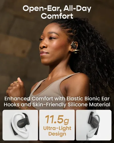 Vista 5 de Cleer ARC 5 - Auriculares de oreja abierta con ganchos, audio espacial Dolby y THX, tiempo de reproducción de 60 horas, carga rápida, impermeables