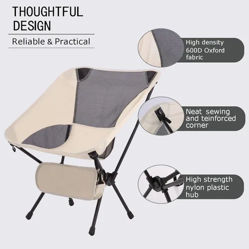 Vista 3 de CWQIAOYUE Silla plegable para acampar y césped, soporta 330 libras