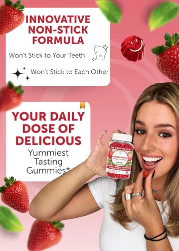Vista 3 de Lunakai Gomitas Ashwagandha KSM-66 fabricadas en Estados Unidos para mujeres y hombres - Suplemento vegano diario para el estrés, el estado de ánimo
