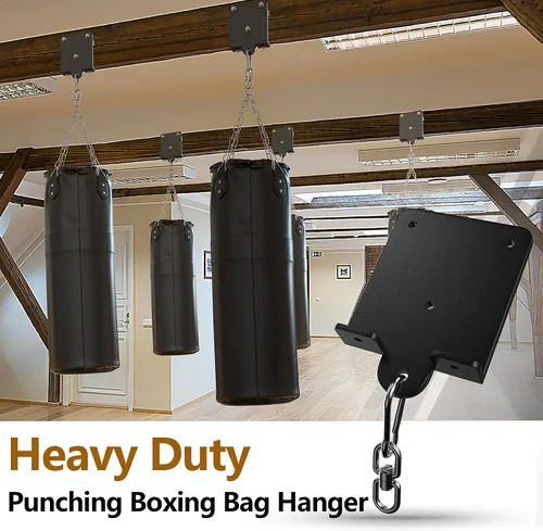 Vista 7 de Percha para saco de boxeo pesado, colgador de saco de boxeo de 360°, gancho de montaje para bolsa pesada Rafter, soporte de montaje de saco