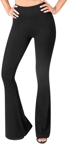 Vista 2 de SATINA - Pantalones palazzo para mujer leggings acampanados supersuaves con cintura alta 16