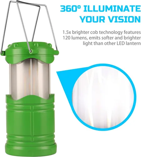 Vista 8 de Lichamp Paquete de 4 linternas LED para campamento, velas plegables sin llama, velas de té, luces de campamento portátiles a batería, kit de Verde