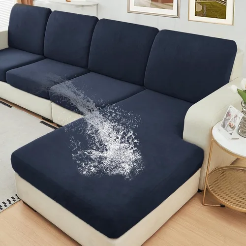 Vista 22 de NAISI Fundas de cojín impermeables de tela de terciopelo grueso lavable, 1 pieza, fundas individuales para sofá modular con parte inferior elástica
