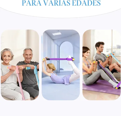 Vista 8 de Pedal Resistance Bands with Handles, Upgrade 6-Tubes Elastic Bands for Exercise, Natural Rubber Foot Pedal Resistance Bands, Multifunction Fitness