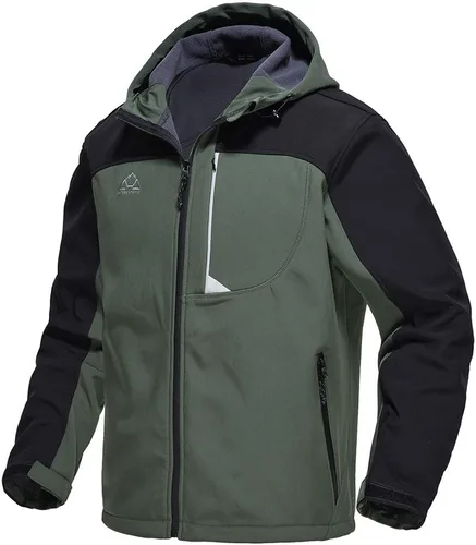 Vista 16 de Gopune Chaqueta Ligera de Carcasa Suave para Hombre con Forro Polar Impermeable con Capucha para Senderismo Chaqueta de Invierno