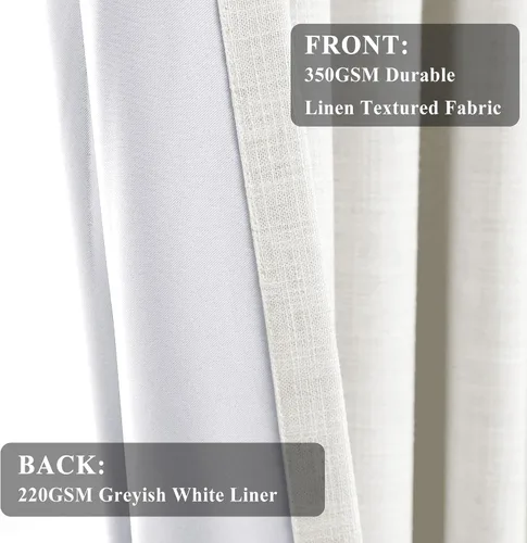 Vista 4 de Fcosie Cortinas opacas de lino para dormitorio, 2 paneles, cortinas de cortina con aislamiento térmico con ojales, cortinas de ventana con reducción