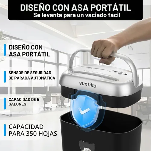 Vista 3 de Suntiko Trituradora de papel de corte cruzado para oficina en casa de 14