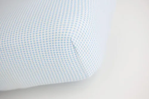 Vista 6 de SheetWorld - Sábana bajera ajustable 100% algodón para moisés de 15 x 33 pulgadas, color azul guingham, fabricada en Estados Unidos Jersey de punto
