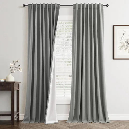 Vista 25 de Jowels - Cortinas opacas con pestaña trasera color beige cálido de 84 pulgadas de largo, 2 paneles para sala de estar y dormitorio, color beige