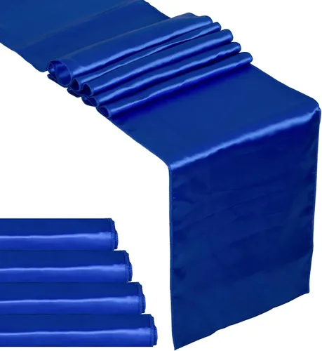 Vista 7 de Paquete de 2 caminos de mesa de satén azul bebé de 12 x 108 pulgadas de largo, satén brillante y sedoso para decoración de fiesta de cumpleaños