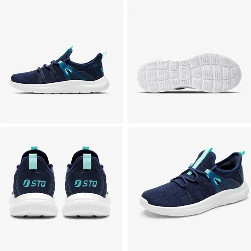 Vista 6 de STQ Zapatos de tenis con cordones para mujer, cómodos tenis para caminar con soporte de arco