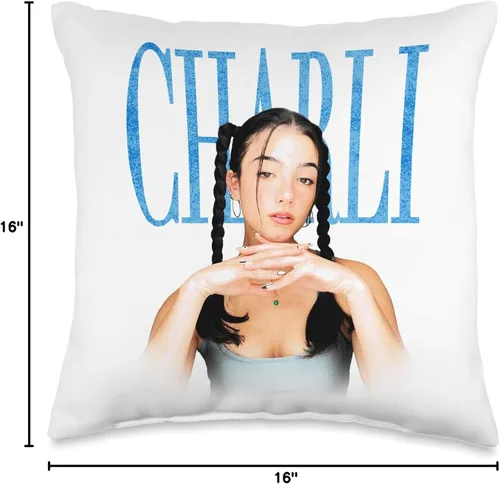 Vista 4 de Official D'Amelio Brands Charli D'Amelio - Almohada con diseño de trenza con purpurina, 16 x 16 pulgadas, multicolor