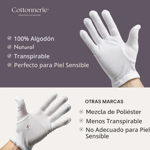 Vista 3 de 4 Pairs Cottonnerie Basics Cotton Gloves for Dry Hands Sleeping, Moisturizing Gloves Overnight, Hand Moisturizer Gloves, Moisture Gloves for Dry