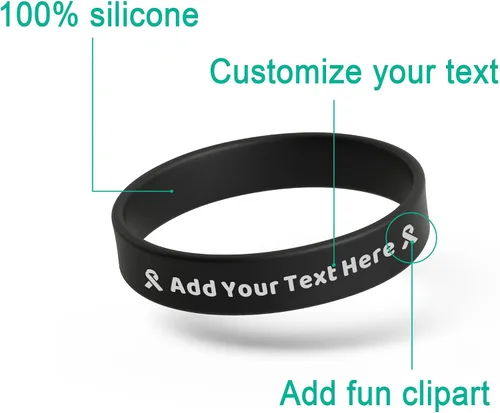 Vista 6 de Custom Rubber Bracelets – 0.5” Wide Personalized Silicone Wristbands for Parties, Awareness, Events & Celebrations