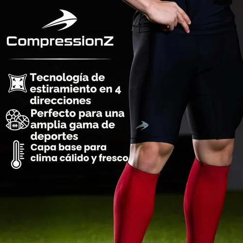 Vista 4 de CompressionZ Men Compression Shorts for Running, Workout Baselayer Spandex Negro 8" poliéster Pro con bolsillos