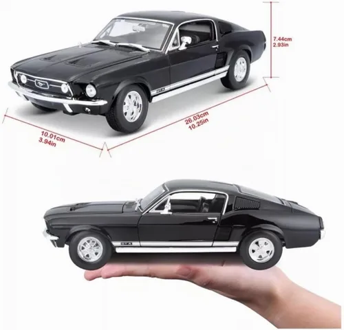Vista 2 de Maisto 1967 Ford Mustang GTA Fastback, Negro 31166-Coche de juguete a escala de 1/18, modelo de metal fundido a presión