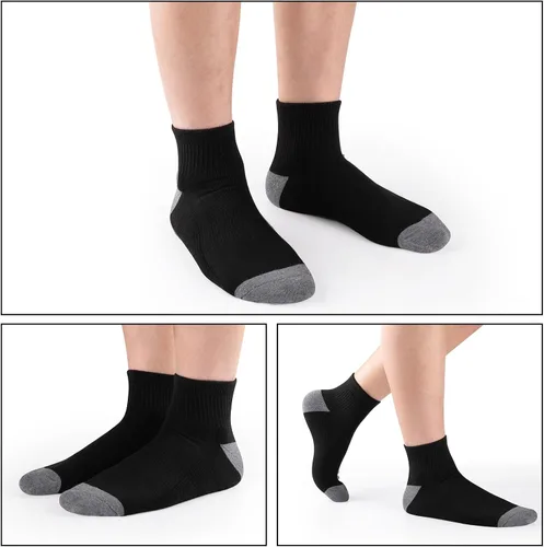 Vista 2 de COOVAN 12 pares de calcetines tobilleros acolchados para hombre, paquete de 12 unidades, de corte bajo, cómodos, transpirables, calcetines casuales