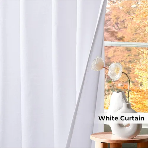 Vista 9 de HOMIDATE Cortinas blancas de algodón de 72 pulgadas de largo, juego de 2, 50 x 72 pulgadas, paneles de ventana de algodón texturizado