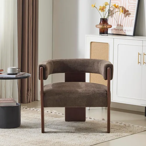 Vista 14 de Christopher Knight Home Nettie - Silla decorativa moderna para sala de estar, sofá individual de tela Boucle con marco de madera, cómoda silla