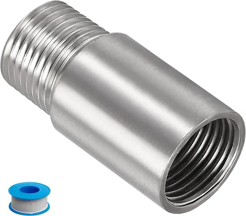 Vista 8 de Brazo de extensión de cabezal de ducha, 1.2 pulgadas 1/2PT macho a 1/2PT hembra rosca 304 acoplador de montaje de tubería de acero inoxidable