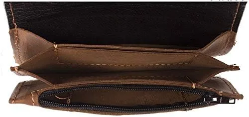 Vista 3 de Billetera Billys Biker Gear Premium de cuero marrón con cadena bifurcada