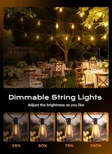 Vista 2 de Minetom Outdoor String Lights with Remote 37FT, ST38 Patio Lights