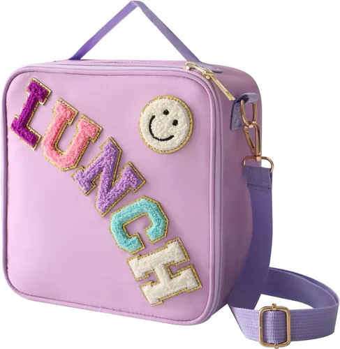 Vista 10 de Bolsa de almuerzo aislada con correa ajustable para el hombro, caja de almuerzo grande aislada de nylon, bolsa de almuerzo reutilizable con asa