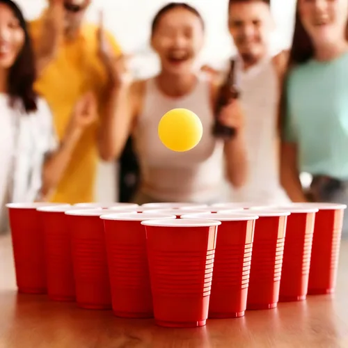 Vista 6 de TashiBox Vasos de plástico desechables para fiestas de 12 oz (rojo, 100)