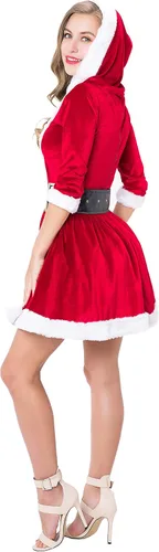 Vista 4 de Disfraz de Papá Noel de 2 piezas para mujer, Rojo