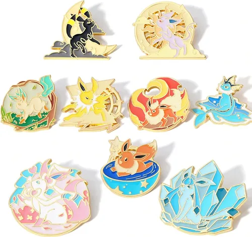 Vista 4 de Kawaii Sylveon Eevee - Mochila de metal esmaltado, pequeña, linda y colorida colección única de dibujos animados, S, Metal, otro