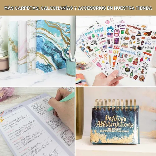 Vista 5 de Bloom Daily Planners Carpeta de 1 pulgada con 3 anillas para la escuela, oficina, hogar - Organizador decorativo de carpeta de 1" para papel