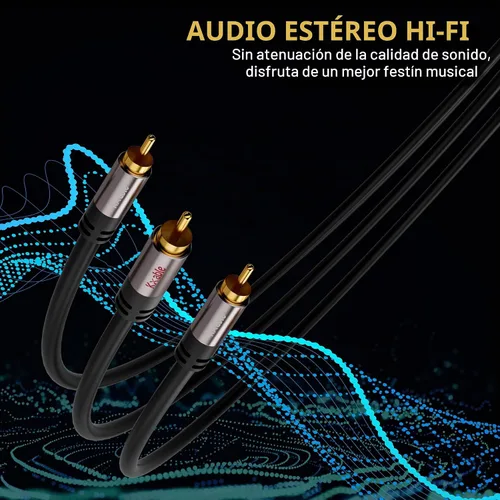Vista 4 de Cable RCA Y de 25 pies, 1 RCA macho a 2 RCA macho adaptador divisor macho
