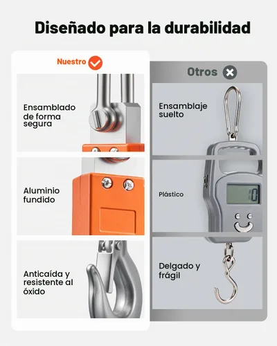 Vista 3 de VEVOR - Báscula de grúa digital, capacidad máxima de 1100 lbs/500 kg, báscula colgante industrial resistente con carcasa de aluminio fundido