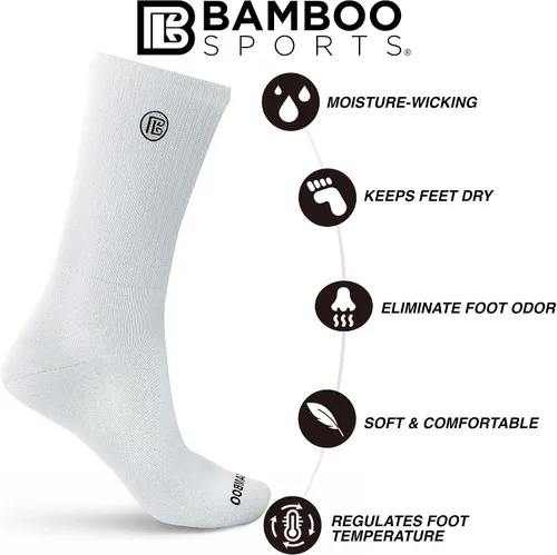 Vista 2 de Bamboo Sports - Calcetines de trabajo de bambú de alta calidad, absorben la humedad, eliminan el olor