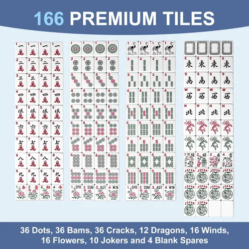 Vista 3 de Travel American Mahjong - Juego de azulejos, funda rígida premium, 166