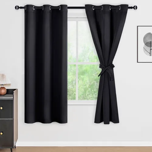 Vista 74 de DWCN - Cortinas 100% opacas para dormitorio con forro negro, cortinas de ventana de doble capa con aislamiento térmico que oscurecen toda la Azul