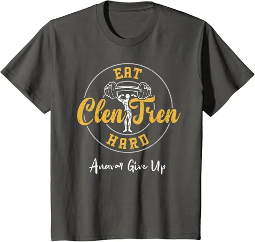 Vista 44 de Culturismo: Comer Clen Tren Hard Anavar Give Up - Camiseta de gimnasio, Negro