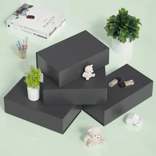 Vista 7 de RYDDOY Caja de Regalo Negra, 9.5x6x3'' Cajas de Regalo para Regalos con Tapas Cierre Magnético Rectangular Plegable para Caja de Propuesta