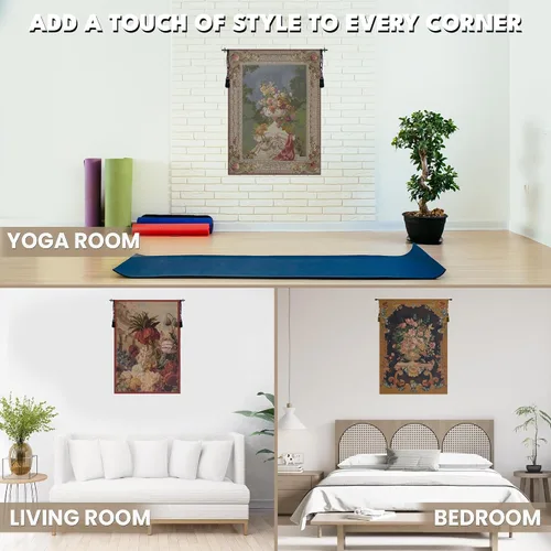 Vista 4 de Charlotte Home Furnishings Inc. Bouquet Exotique - Tapiz francés para colgar en la pared, 58 x 44 pulgadas, mezcla de algodón y poliéster, arte