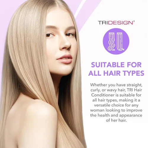 Vista 4 de TRIDESIGN Acondicionador hidratante para mujeres – Acondicionador extra hidratante y restaurador para cabello seco, dañado y teñido – Añade volumen