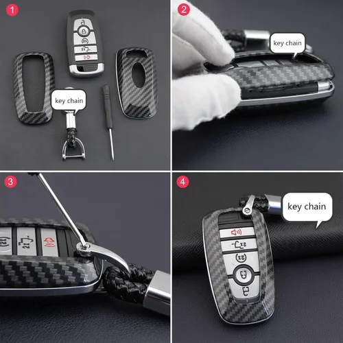 Vista 4 de Funda de llavero remoto inteligente ABS de 3, 4, 5 botones, para Ford Mustang Explorer Edge Fusion Bronco Mondeo F150 F250 F350 F450 F450 F550 Whit