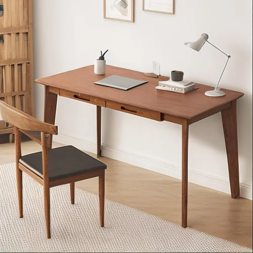 Vista 2 de DELLMAO Escritorio de computadora de escritura, escritorio de oficina, mesa de computadora, escritorio de estudio con 2 cajones para muebles