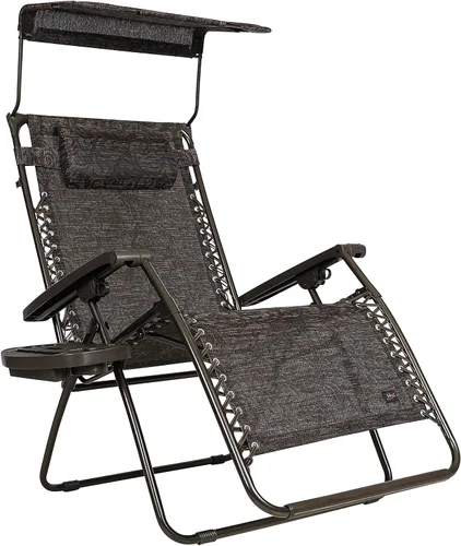 Vista 5 de Bliss Hammocks - Silla de gravedad cero con toldo y bandeja lateral, Jacquard café