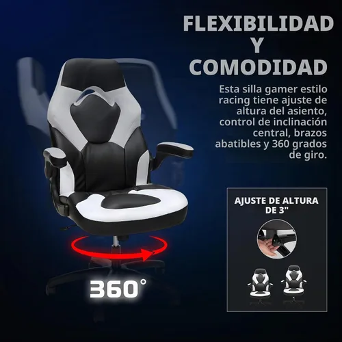 Vista 4 de RESPAWN 3085 Silla de juegos, silla ergonómica de oficina, reposacabezas Blanco