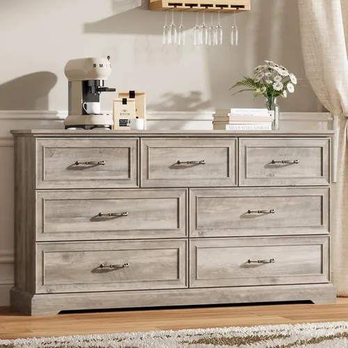 Vista 12 de Thacuok Cómoda de 3 cajones para dormitorio, cómoda de madera de 24 pulgadas de ancho, cómoda rústica de granja con cajones grandes y asas de metal