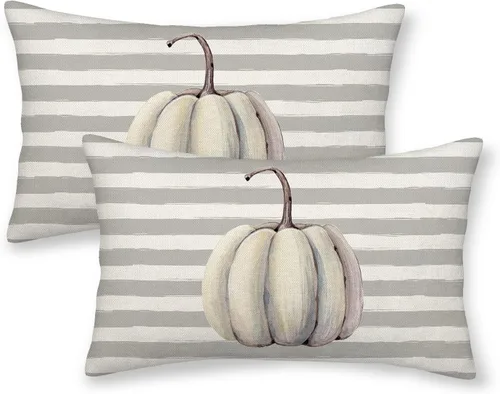 Vista 40 de Juego de 2 fundas de almohada de Halloween de 16 x 16 pulgadas, fundas de almohada de murciélagos negros y crema, fundas de cojín decorativas