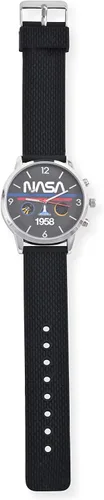 Vista 3 de Accutime NASA - Reloj analógico para hombre adulto, correa de silicona, esfera de cristal, caja mate, reloj analógico para hombre, color negro